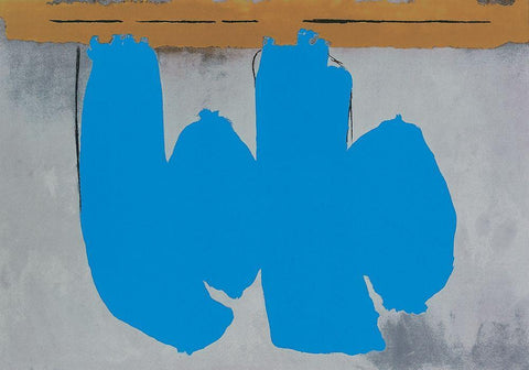 Blue sur Gris White Modern Wood Framed Art Print with Double Matting by Unknown