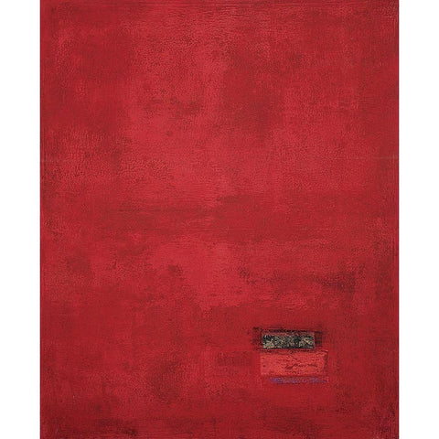 Red Mosaique Black Modern Wood Framed Art Print with Double Matting by Unknown