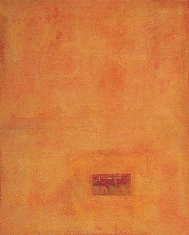 Orange Mosaique White Modern Wood Framed Art Print with Double Matting by Unknown