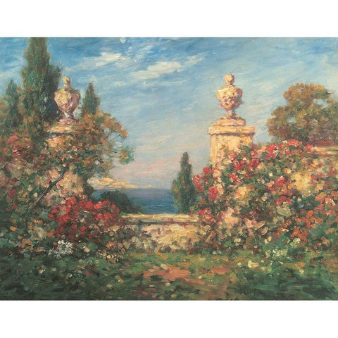 Seaside Garden I Black Modern Wood Framed Art Print with Double Matting by Unknown