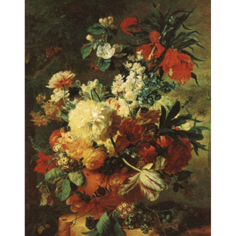 Classic Floral Black Modern Wood Framed Art Print by Unknown