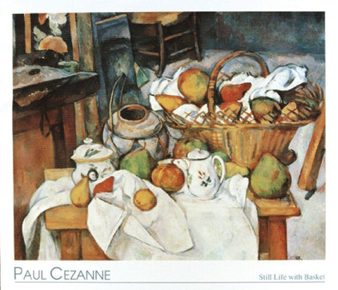 Basket White Modern Wood Framed Art Print with Double Matting by Cezanne
