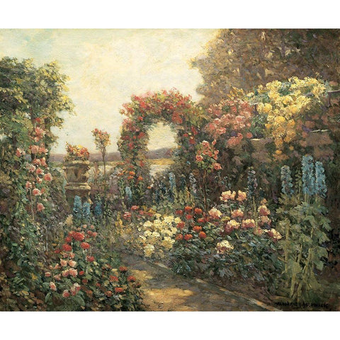 Seaside Garden II Gold Ornate Wood Framed Art Print with Double Matting by Unknown