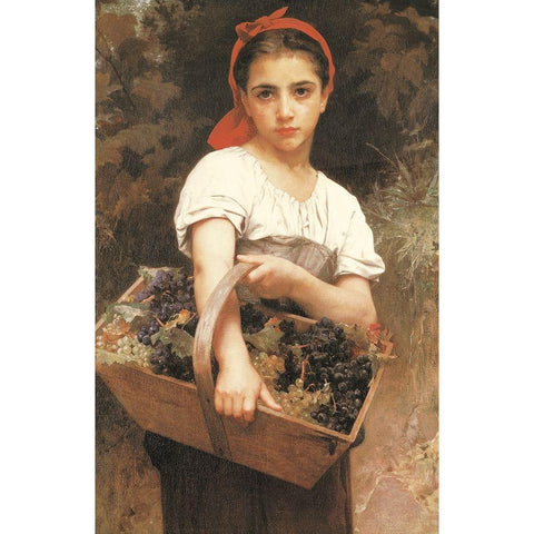 Maiden with Basket Black Modern Wood Framed Art Print with Double Matting by Unknown