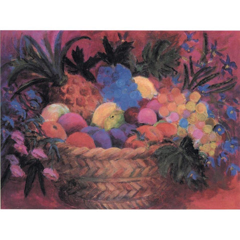 Basket of Fruit Black Modern Wood Framed Art Print with Double Matting by Unknown