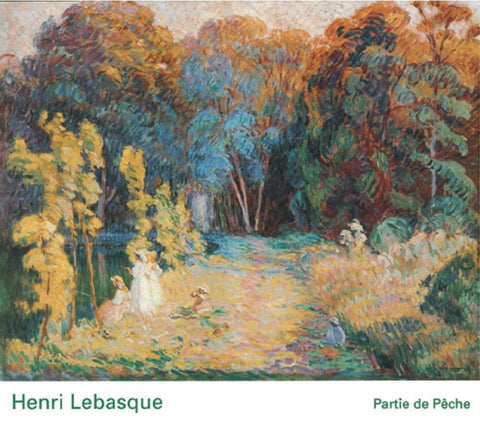 Partie de Peche Black Ornate Wood Framed Art Print with Double Matting by Lebasque