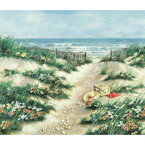 Beach Garden Black Modern Wood Framed Art Print by Unknown