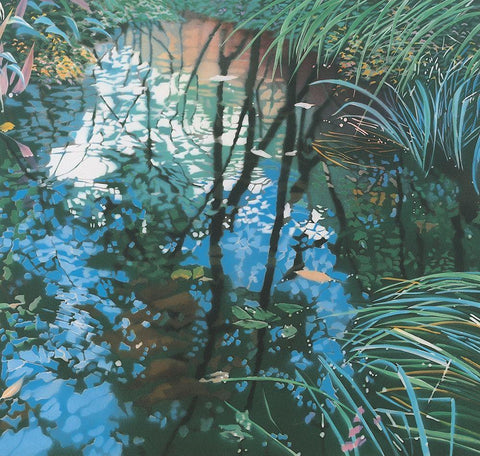 Lakeside Black Ornate Wood Framed Art Print with Double Matting by Unknown