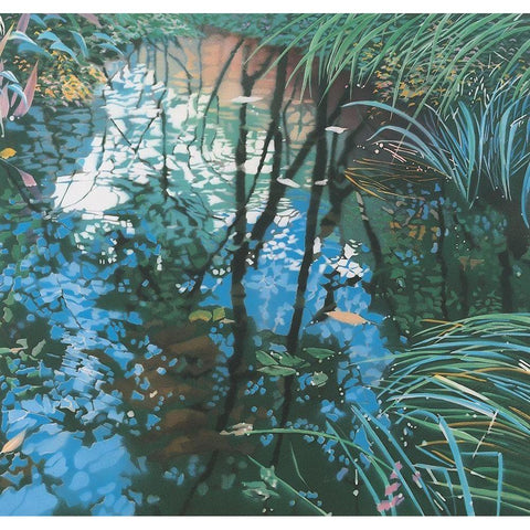 Lakeside Black Modern Wood Framed Art Print by Unknown