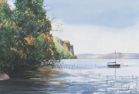 Drop Anchor White Modern Wood Framed Art Print with Double Matting by Unknown