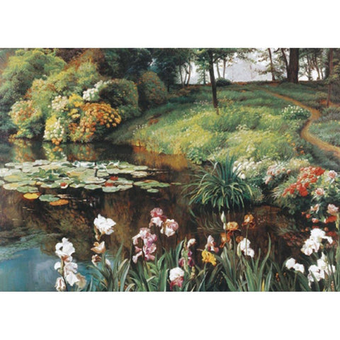 Path by the Lake Gold Ornate Wood Framed Art Print with Double Matting by Unknown