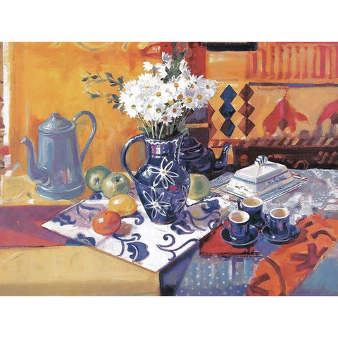 Table Cloth White Modern Wood Framed Art Print by Unknown