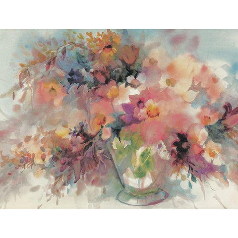 Bouquet Abstract II Black Modern Wood Framed Art Print with Double Matting by Unknown