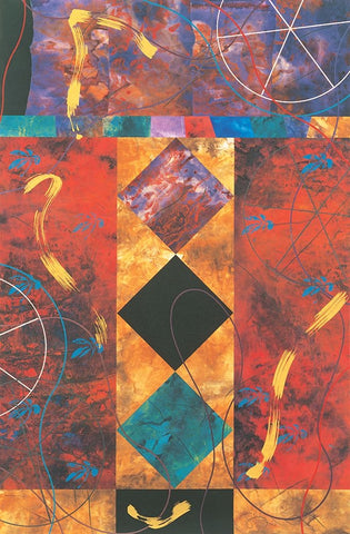 Quilt Abstract I Black Ornate Wood Framed Art Print with Double Matting by Unknown