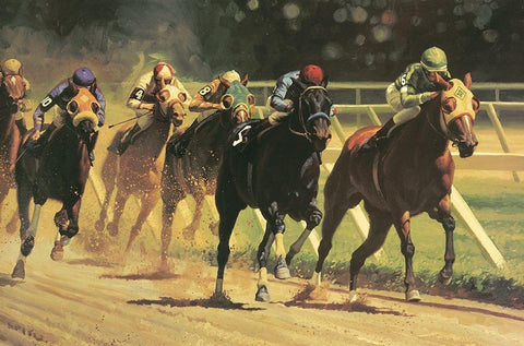 The Derby Black Ornate Wood Framed Art Print with Double Matting by Unknown