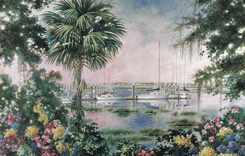 Safe Harbor White Modern Wood Framed Art Print with Double Matting by Unknown