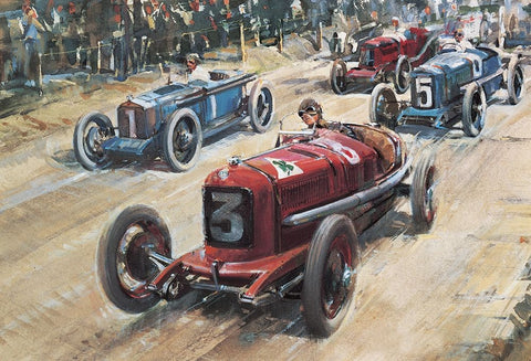 Race Cars 1922 White Modern Wood Framed Art Print with Double Matting by Unknown