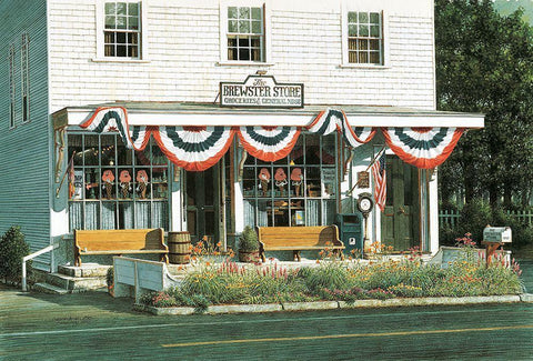 General Store White Modern Wood Framed Art Print with Double Matting by Unknown
