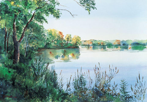 Laleside Serenity White Modern Wood Framed Art Print with Double Matting by Unknown