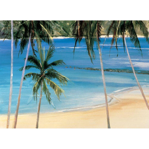 Palm Trees I White Modern Wood Framed Art Print by Unknown