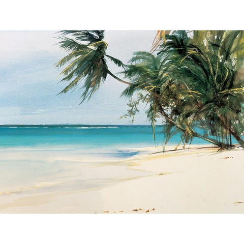 Palm Trees II White Modern Wood Framed Art Print by Unknown