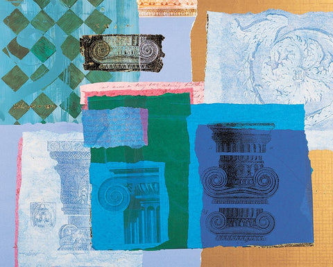 Ionic Abstract I Black Ornate Wood Framed Art Print with Double Matting by Unknown