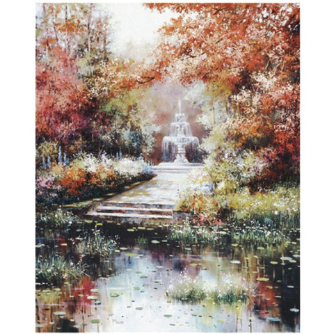Fountain White Modern Wood Framed Art Print by Unknown