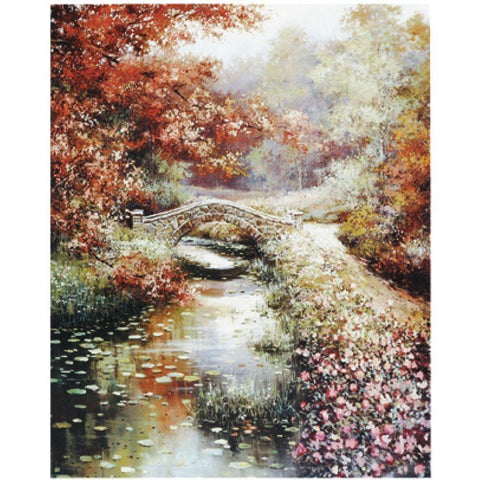 Stone Bridge Gold Ornate Wood Framed Art Print with Double Matting by Unknown