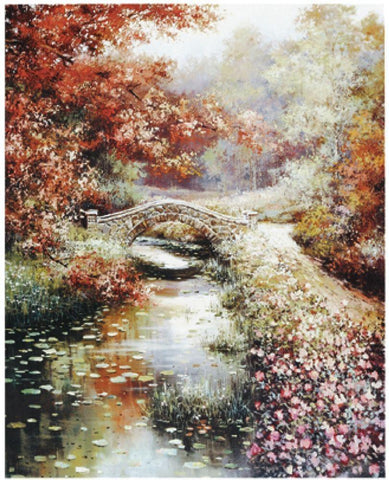 Stone Bridge White Modern Wood Framed Art Print with Double Matting by Unknown