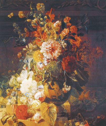 Classic Bouquet Black Ornate Wood Framed Art Print with Double Matting by Unknown