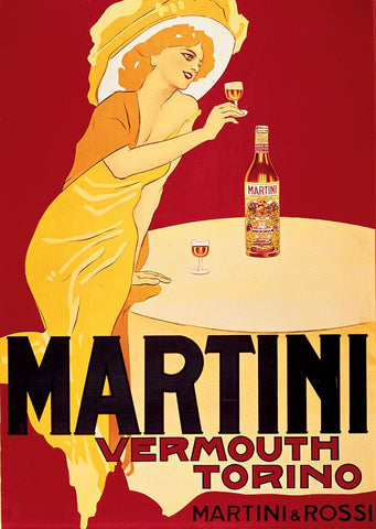 Martini White Modern Wood Framed Art Print with Double Matting by Unknown