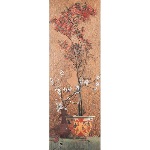 Oriental Panel White Modern Wood Framed Art Print by Unknown