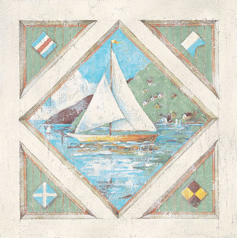 Sailboat II Black Ornate Wood Framed Art Print with Double Matting by Unknown