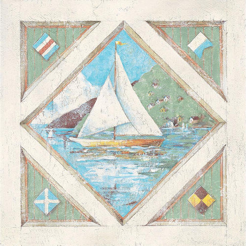 Sailboat II Gold Ornate Wood Framed Art Print with Double Matting by Unknown