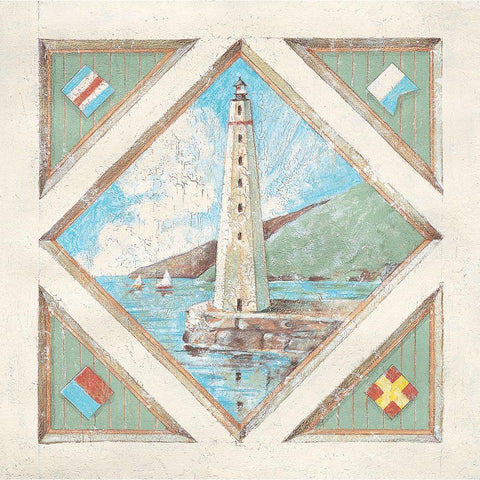 Lighthouse I Gold Ornate Wood Framed Art Print with Double Matting by Unknown