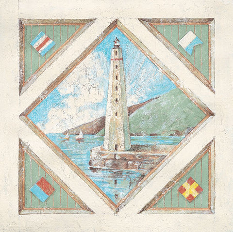 Lighthouse I White Modern Wood Framed Art Print with Double Matting by Unknown