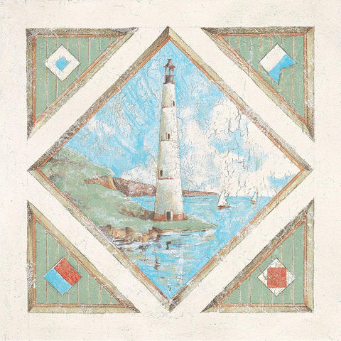 Lighthouse II Gold Ornate Wood Framed Art Print with Double Matting by Unknown