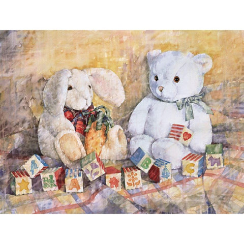 Hippity And Teddy Black Modern Wood Framed Art Print by Unknown