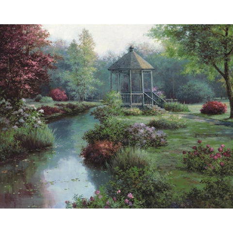 Gazebo Black Modern Wood Framed Art Print by Unknown