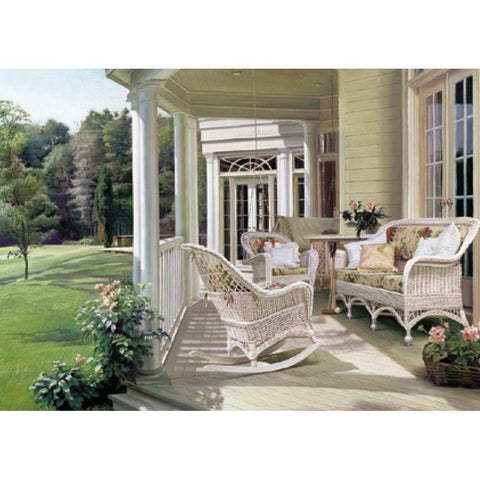 Porch Wicker White Modern Wood Framed Art Print by Unknown