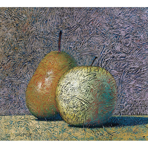 Gilded Fruit White Modern Wood Framed Art Print by Unknown