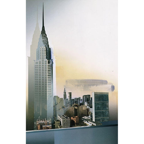 NYC Chrysler Bldg Gold Ornate Wood Framed Art Print with Double Matting by Unknown