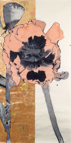 Floral Legs Black Modern Wood Framed Art Print by Unknown