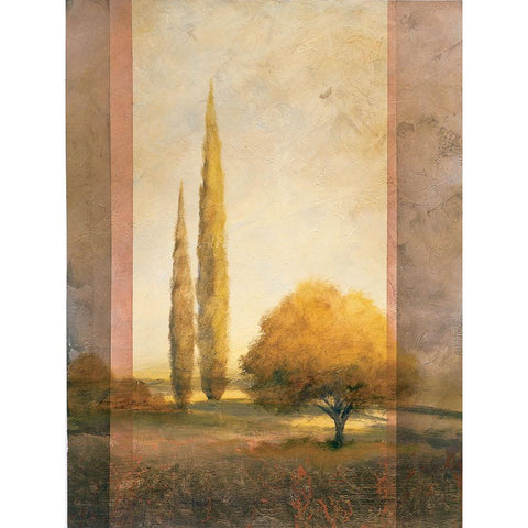 Golden Trees I Black Modern Wood Framed Art Print with Double Matting by Unknown