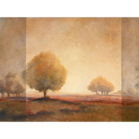 Golden Trees II Gold Ornate Wood Framed Art Print with Double Matting by Unknown