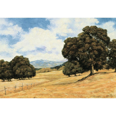 Golden Pasture Black Modern Wood Framed Art Print by Unknown