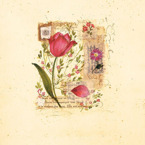 Parisian Tulip II Black Ornate Wood Framed Art Print with Double Matting by Unknown