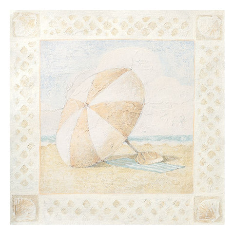 Beach Umbrella II White Modern Wood Framed Art Print with Double Matting by Unknown