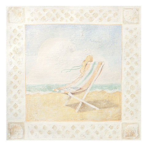 Beach Chair I White Modern Wood Framed Art Print with Double Matting by Unknown