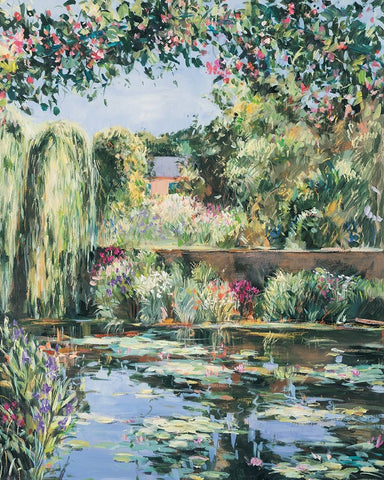 Pond of Flowers II Black Modern Wood Framed Art Print by Unknown
